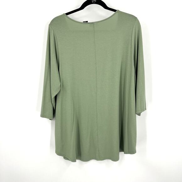 Tahari Light Green Half Sleeve Blouse Scoop Neckline Lightweight Women's 1XL - Picture 2 of 8